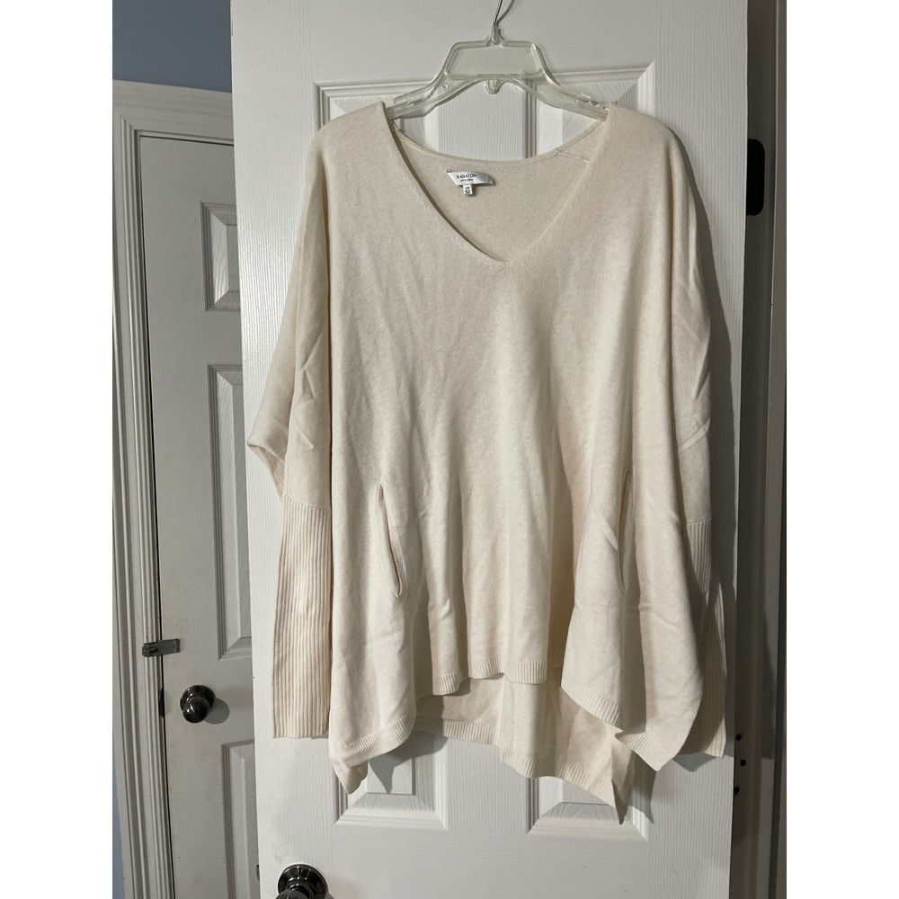 Aritzia Babaton‎ Sz Sm Med Baylor Linen Wool V Neck Oversized Sweater Minimalist